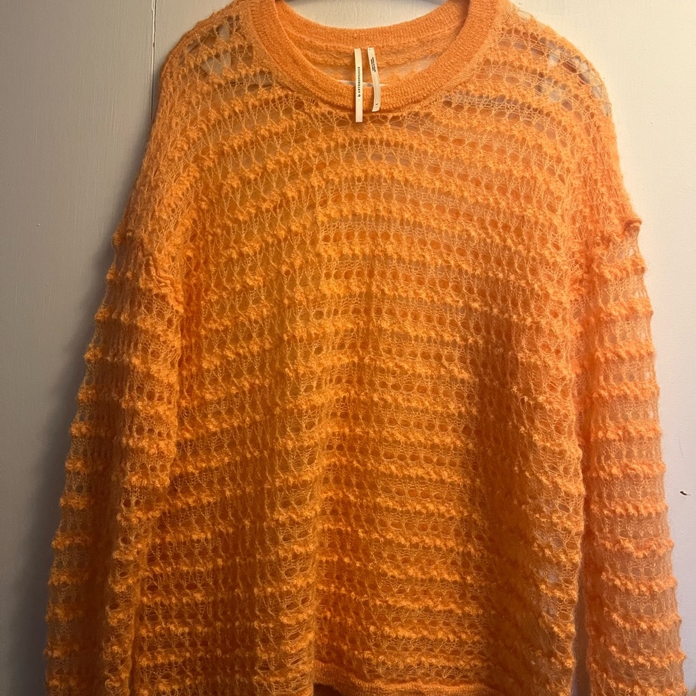 Anthropologie Tangerine Lace Sweater - Picture 2 of 5